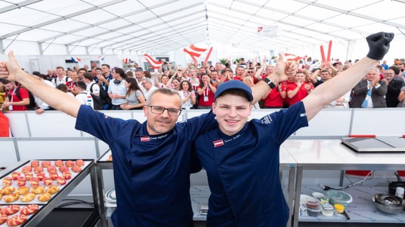 Simon Sailer Siegesfeier bei Bäcker Europameisterschaft